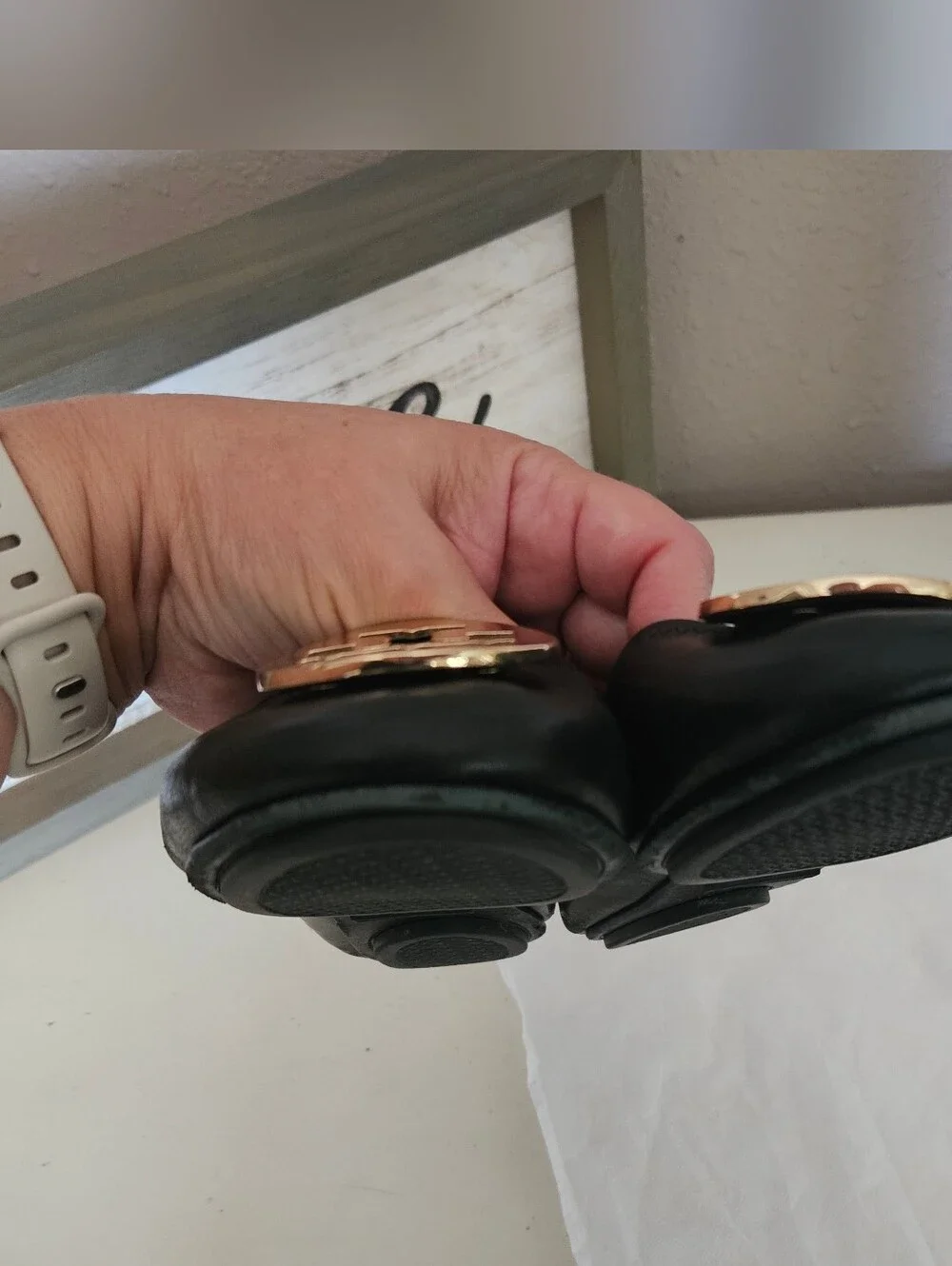 Tory Burch Black Reva Ballet Flats with Gold Logo